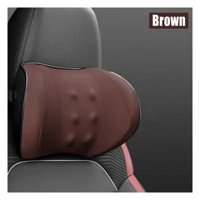 (Brown-Headrest Pillow) Car Seat Headrest Pillow Pad+Lumbar Pad Memory Foam Head Neck / Waist Cu