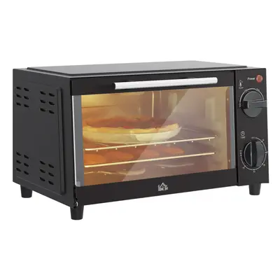 HOMCOM Mini Oven 9L Countertop Toaster Oven with Timer Control 750W Black