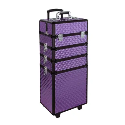 (Purple) 4in1 Professional Cosmetic Makeup Train Case