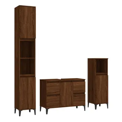 (brown oak) vidaXL Bathroom Furniture Set Vanity Unit Set Piece White Engineered Wood