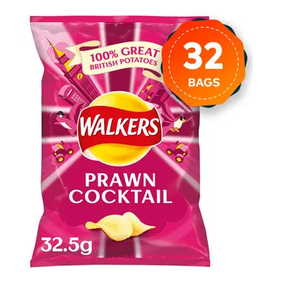 32 Bags of Walkers Prawn Cocktail Crisps 32.5g