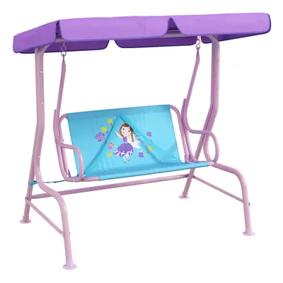 Outsunny Seater Kids Swing Chair, Fairy-Themed with Adjustable Canopy