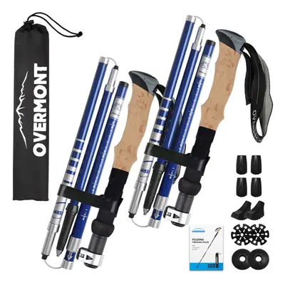 Overmont Carbon Fiber Trekking Poles - Lightweight Folding Hiking Poles Shock Absorbent Walking 