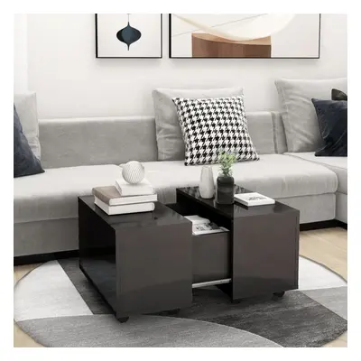 vidaXL Coffee Table High Gloss Grey Chipboard Couch End Center Accent Table