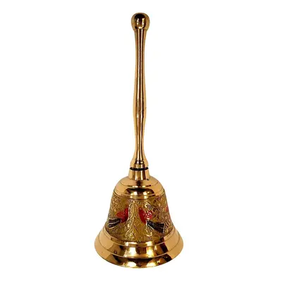 Akanksha Arts Brass Made Pooja Bell Engraved Meenakari Work - 6"" inch Tall