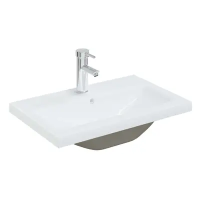 vidaXL Built-in Basin with Faucet 61x39x18 cm Ceramic White Bathroom Sink