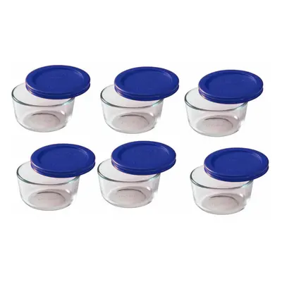 Pyrex Storage Cup Round Dish Clear with Blue Lid Pack of Containers