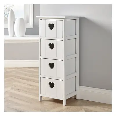 White Wooden Drawer Chest Storage Unit Bedroom Organiser Love Hearts