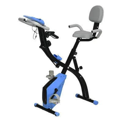 HOMCOM 2-In-1 Folding Exercise Bike with 8-Level Magnetic Resistance Blue