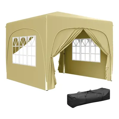 Outsunny x 3(m) UPF50+ Pop Up Gazebo with Sides and Carry Bag, Sand