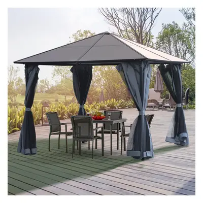 Outsunny x 3(m) Polycarbonate Hardtop Gazebo with Aluminium Frame and Curtains