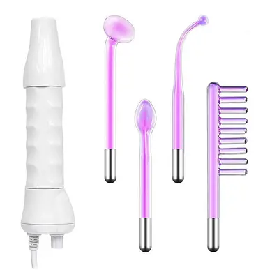 (Purple) High Frequency Facial Machine Skin Therapy Electrode Wand Neon Electrotherapy Glass Tub