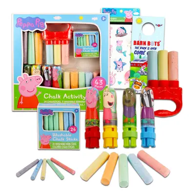 Peppa Pig Sidewalk Chalk Party Supplies for Toddlers - Bundle with Pep