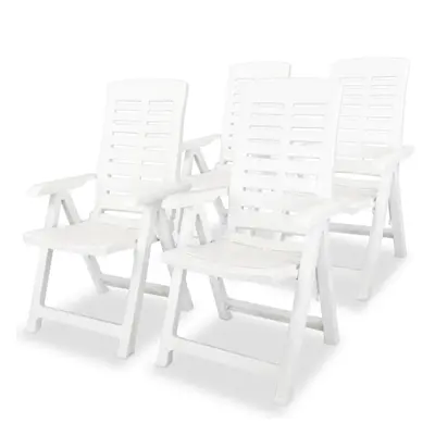 vidaXL 4x Reclining Garden Chairs 60x61x108cm Plastic White Foldable Seats