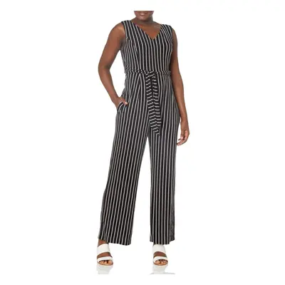 Calvin Klein Women's Sleeveless V Neck Jumpsuit with Self Sash Waist