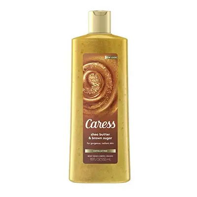 Caress Exfoliating Body Wash for Everyday Use Shea Butter & Brown Sugar oz (Pack of 3)