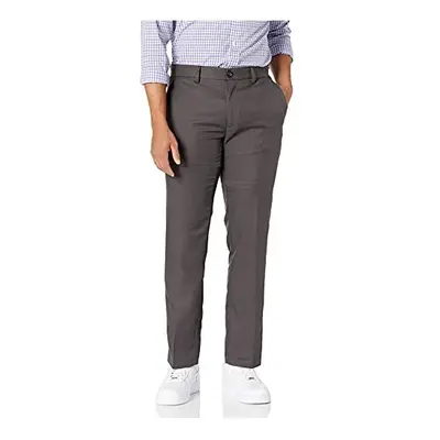 Men's Slim-Fit Flat-Front Dress Pant, Dark Grey, 33W x 32L