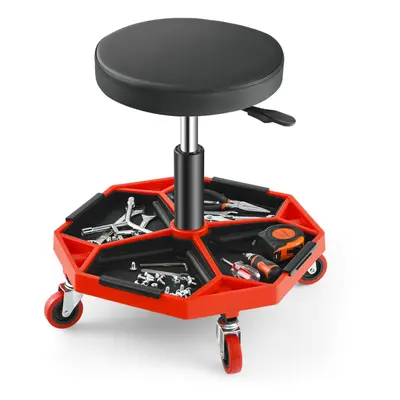 150 KG Capacity Pneumatic Rolling Mechanic Stool w/Tool Tray-Red