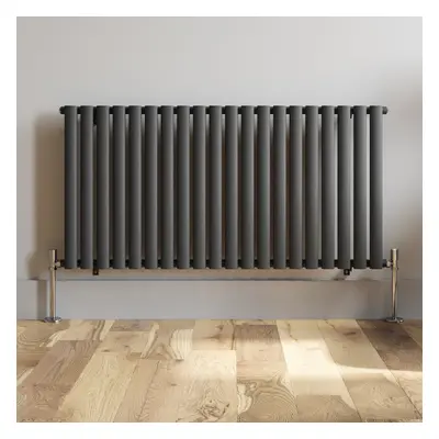 Anthracite Designer Radiator Horizontal Oval Column Single Panel Rad 600x1200mm