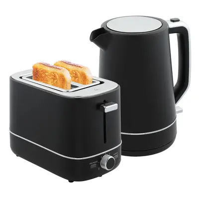 (HOMCOM 1.7L 3000W Fast Boil Electric Kettle and Slice Toaster Set, Black) HOMCOM 1.7L 3000W Fas