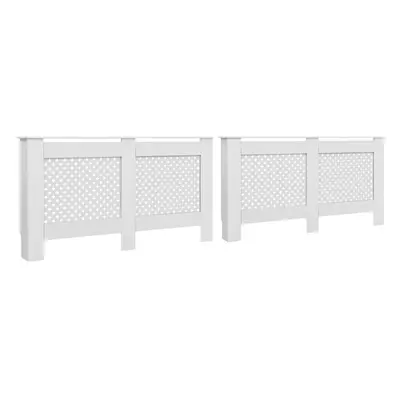 vidaXL 2x Radiator Covers White MDF Living Room Bedroom Heater Cabinet Shelf