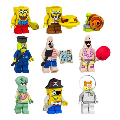 9Pcs/Set SpongeBob Patrick Star Figures Building Blocks Kids Birthday Gifts