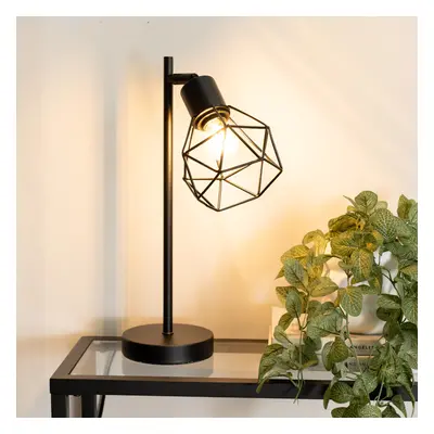 ValueLights Angus Black Metal Geometric Shade Table Lamp with LED Bulb