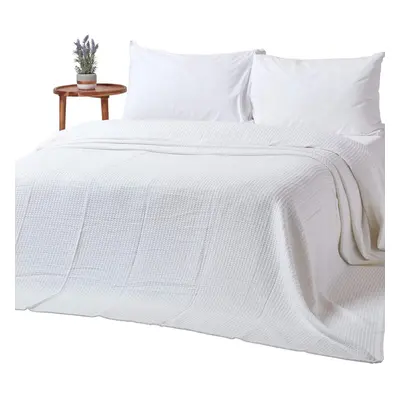 Organic Cotton Waffle Blanket/ Throw White, x cm