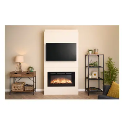 Adam Pre-Built Media Wall with Orlando Inset Wall Electric Fire