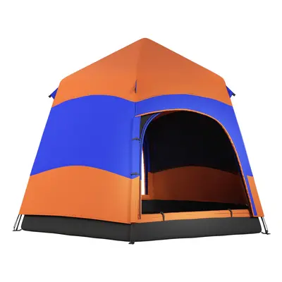 Outsunny Person Pop Up Tent Camping Festival Hiking Shelter Family Orange&Blue