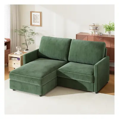 (Green) Comfortable corner corduroy sofa for living room