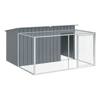 vidaXL Dog House with Run Dog Kennel Dog Crate Anthracite Galvanised Steel