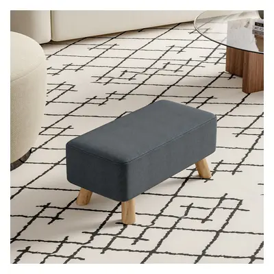 Rectangular Tofu-shaped Footrest with Solid Wooden Legs