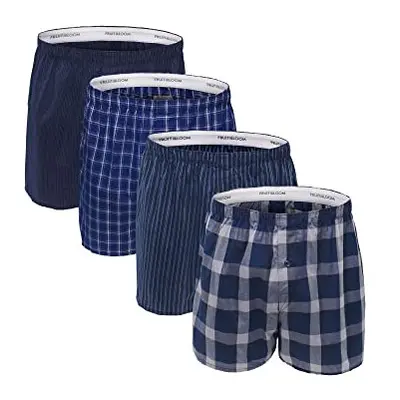 Fruit of the Loom Men's Premium Woven Boxer (4 Pack) Blues Small