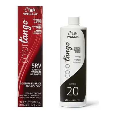 (5RV + Developer (Vol. 20) 16oz) Wella Color Tango 5RV Burgundy Permanent Haircolor