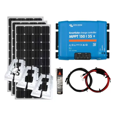 Victron 450w Mono Solar Panel Kit MPPT Battery Charging Controller & Mounts with Cables, Mountin