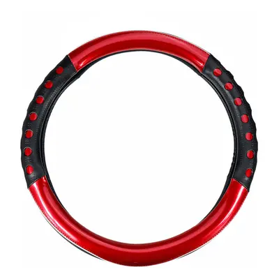 (Red) 38cm Leatherette Anti Slip Resistance Universal Steering Wheel Covers Car Auto Accessories