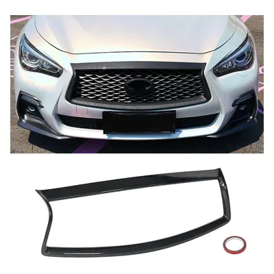 Carbon Fiber Color Front Side Car Grill Outline Trim Cover Overlay