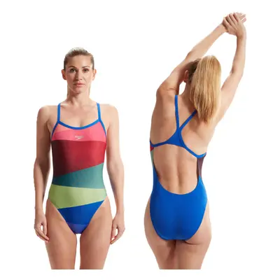 Speedo Placement Turnback Swimsuit - Red/Green -All Sizes