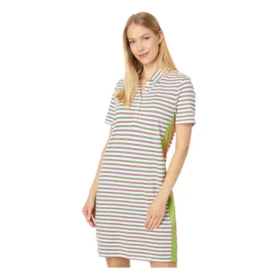 Tommy Hilfiger Women's Mini Length Short Sleeve Striped Sportswear Dress Palm Combo