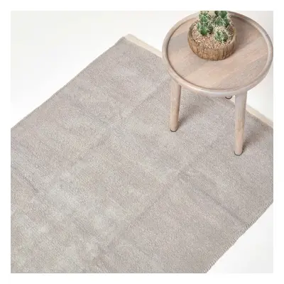 (110 x cm, Light Grey) Chenille Plain Cotton Rug