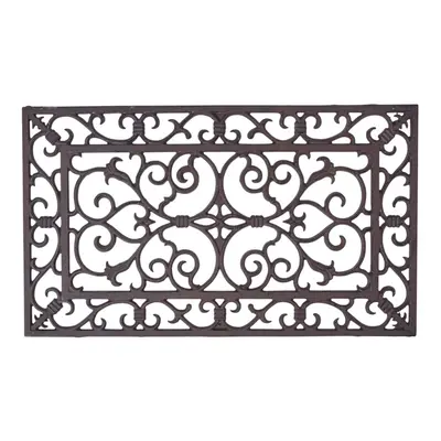 Homescapes Cast Iron Door Mat Brown Rectangular Parisian Design