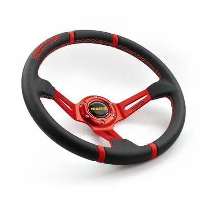 (red) Car MOMO steering wheel 350MM leather steering wheel PVC Racing steer