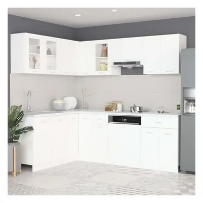 vidaXL Kitchen Cabinet Set Piece White Chipboard Storage Shelves Furniture