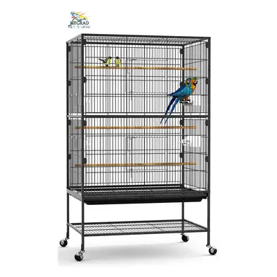 Large 132cm Rolling Portable Metal Bird Cage With Wheels Cockatoo Parrot Budgies