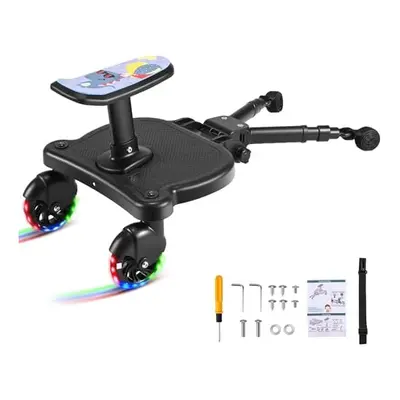 Buggy Board with LED Wheels, Universal Kiddy Board with Flash Wheels, Stroller Board with Detach