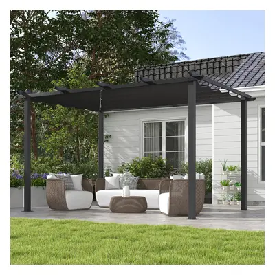 Outsunny x 4m Aluminium Pergola with Retractable Roof, Garden Gazebo Canopy