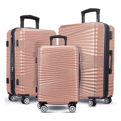 (Rose Gold, inch) Hard Luggage Cabin Suitcase Travel Bag Lightweight