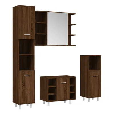 (brown oak) vidaXL Bathroom Furniture Set Piece Chipboard Sink Cabinet Wall Cabinet