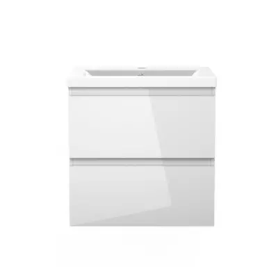 500mm Wall Hung Bathroom Vanity Units Gloss White with Ceramic Basin